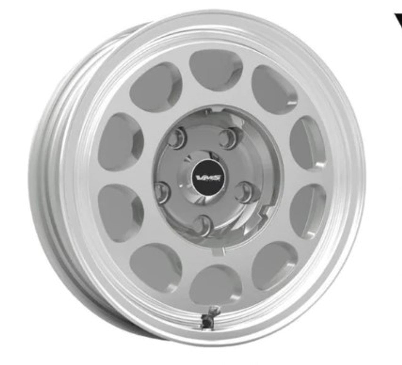 VMS Wheels Phone Dial 15X10 4X108 20 ET 73.1 CB Silver Machined Finish (1979-1993 Mustang) VWPD006