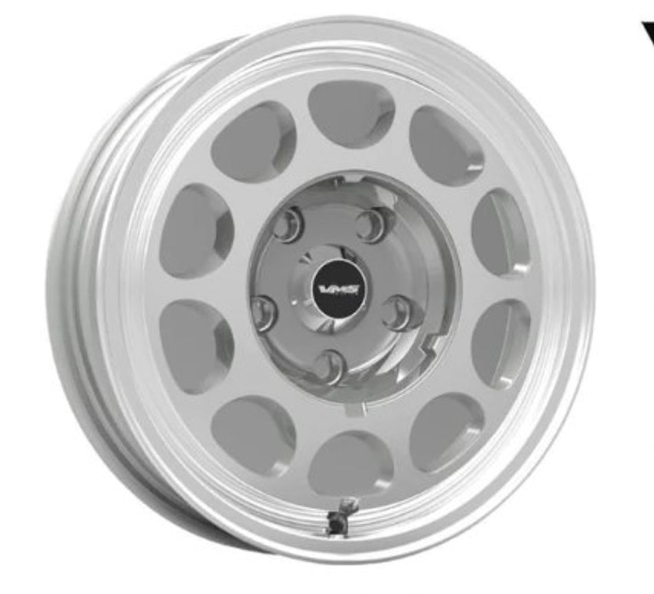 VMS Wheels Phone Dial 15X3.5 5X114.3 -13 ET 73.1 CB Silver Machined Finish (1979-1993 Mustang) VWPD004