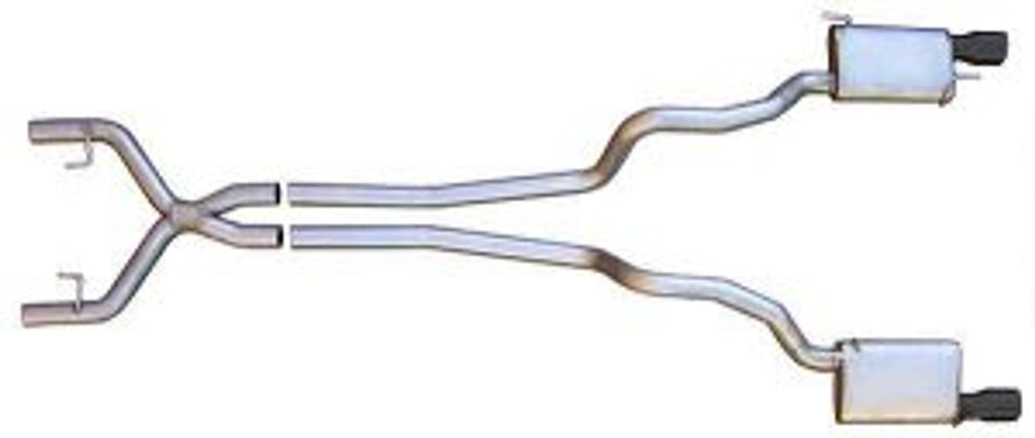 Pypes True Dual Catback Exhaust System w/ X-Pipe & Violators Mufflers Black (2005 - 2010 Mustang V6) SFM68B