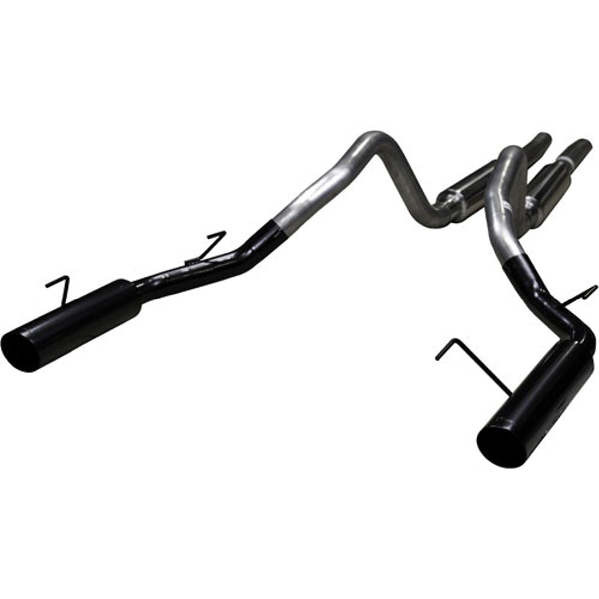 Pypes Catback Exhaust Super System Pype Bomb Tips & M-80 Mufflers Black (2005 - 2010 Mustang GT) SFM66MB