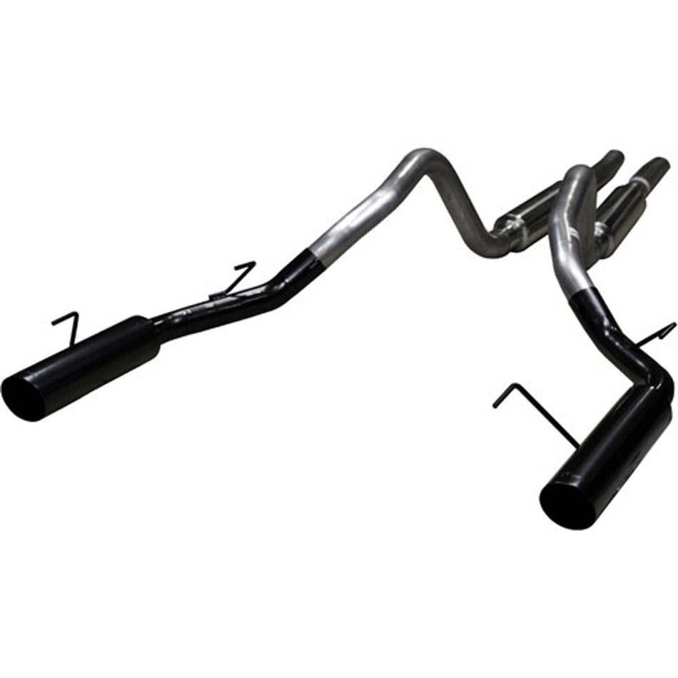 Pypes Catback Exhaust Super System Pype Bomb Tips & M-80 Mufflers Black (2005 - 2010 Mustang GT) SFM66MB