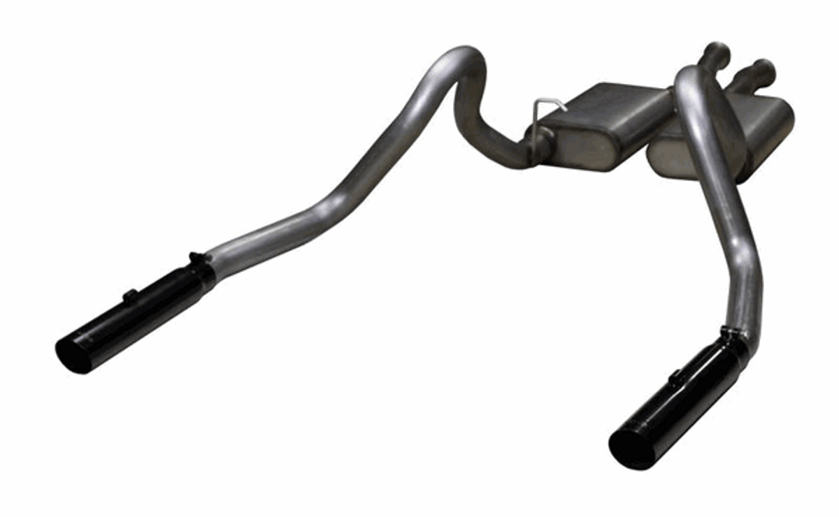 Pypes Catback Exhaust w/ 3" Tips & Violator Mufflers Black (1979 - 1993 Mustang LX / 1994 - 1997 Mustang GT) SFM16VB