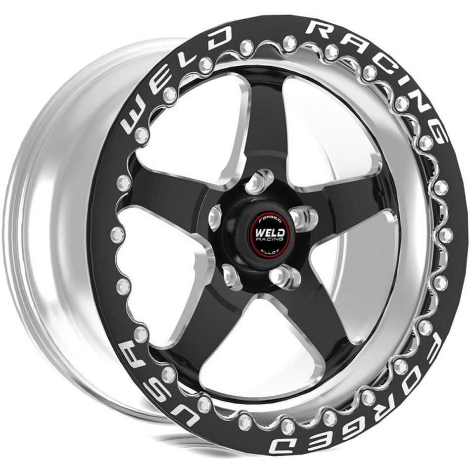 Weld S71 17x10 Beadlock Black Center Rear Wheel (2015-2023 Mustang GT w/Brembo / 2024 Mustang Non PP & Darkhorse) 71LB7100A80F