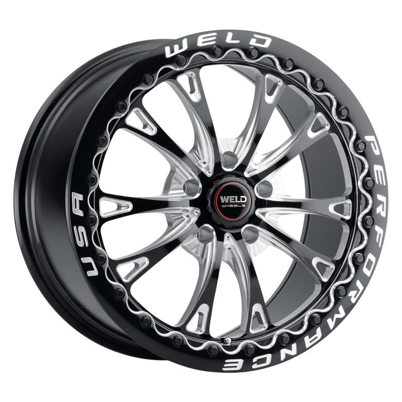 Weld 18x10 Belmont Beadlock Drag Wheel 5x120 ET 45 BS 7.25 Gloss Black (CTS/Camaro) S90880022P45