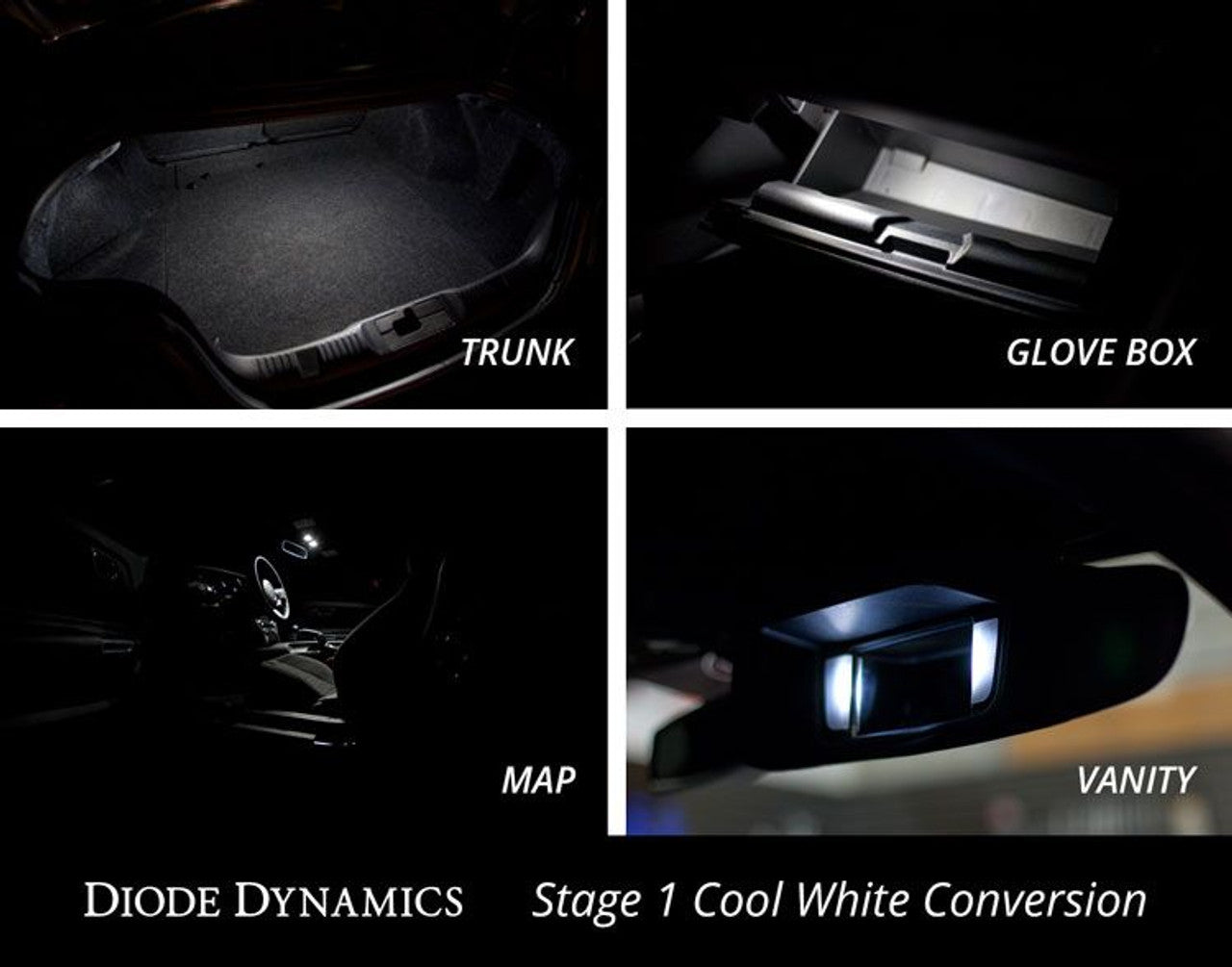 Diode Dynamics Interior LED Conversion Kit Stage 1 300 Lumens Cool White (2015 - 2017 Mustang) DD0225