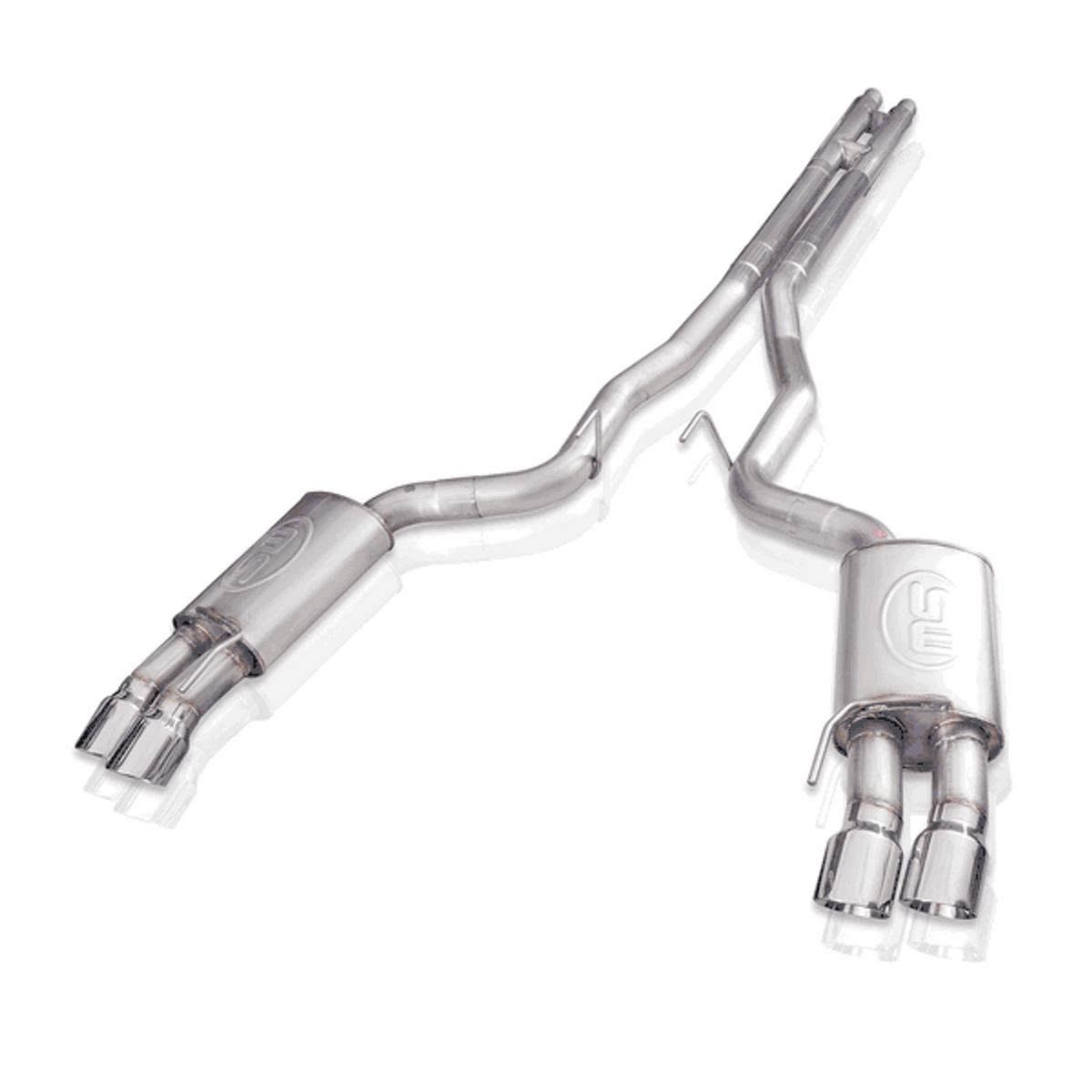 Stainless Works Redline Catback Exhaust & X-Pipe Quad Tips Factory Connect (2024 - 2026 Mustang GT) M24QUADXFCR