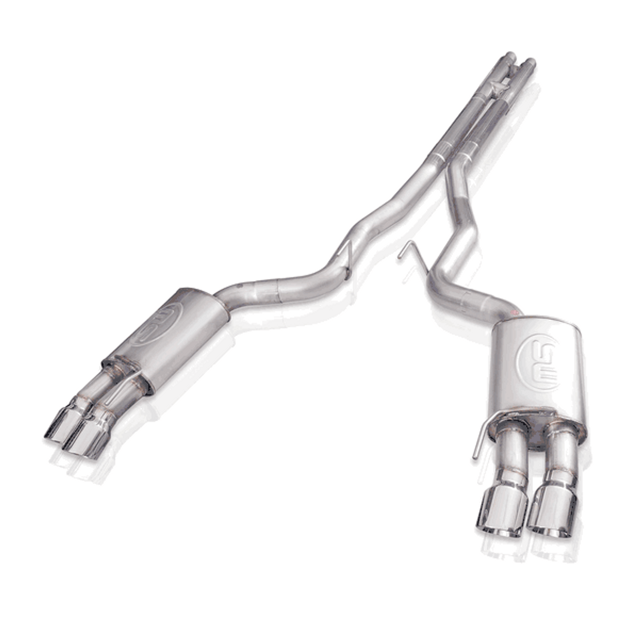 Stainless Works Redline Catback Exhaust & X-Pipe Quad Tips Factory Connect (2024 - 2026 Mustang GT) M24QUADXFCR