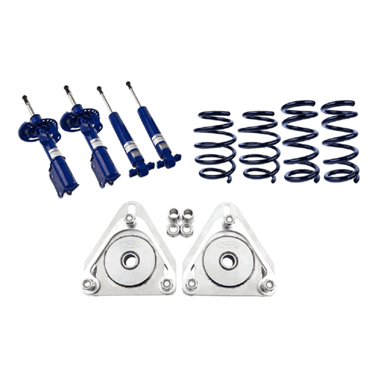 Steeda Progressive Lowering Springs, Camber Plate, Non Adjustable Shocks & Strut Combo Kit (2015 - 2023 Mustang) 555-2116