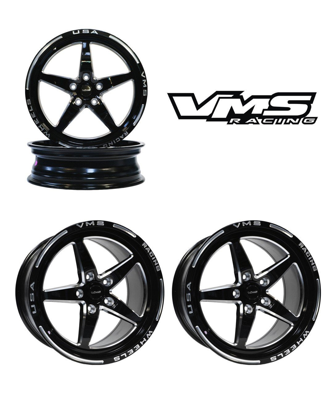 VMS Front & Rear V-Star Drag Wheel Set (2019-2020 Charger/Challenger Widebody)