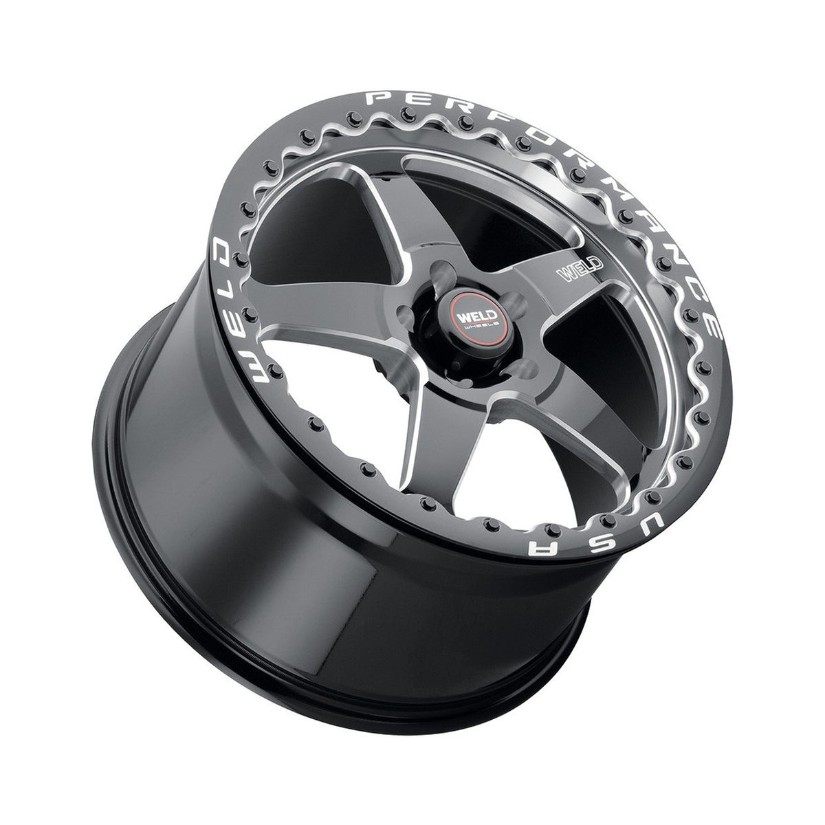 Weld Ventura Beadlock 17x10 5x114.3 ET25 BS 6.48 Gloss BLK MIL DIA 78.1 (1994 - 2004 Mustang / 350Z / 370Z / G35) S90470067P25
