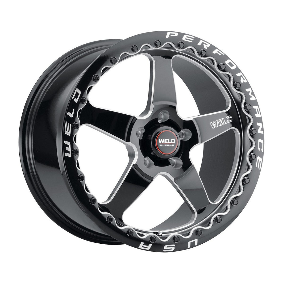 Weld Ventura Beadlock 17x10 5x114.3 ET25 BS 6.48 Gloss BLK MIL DIA 78.1 (1994 - 2004 Mustang / 350Z / 370Z / G35) S90470067P25