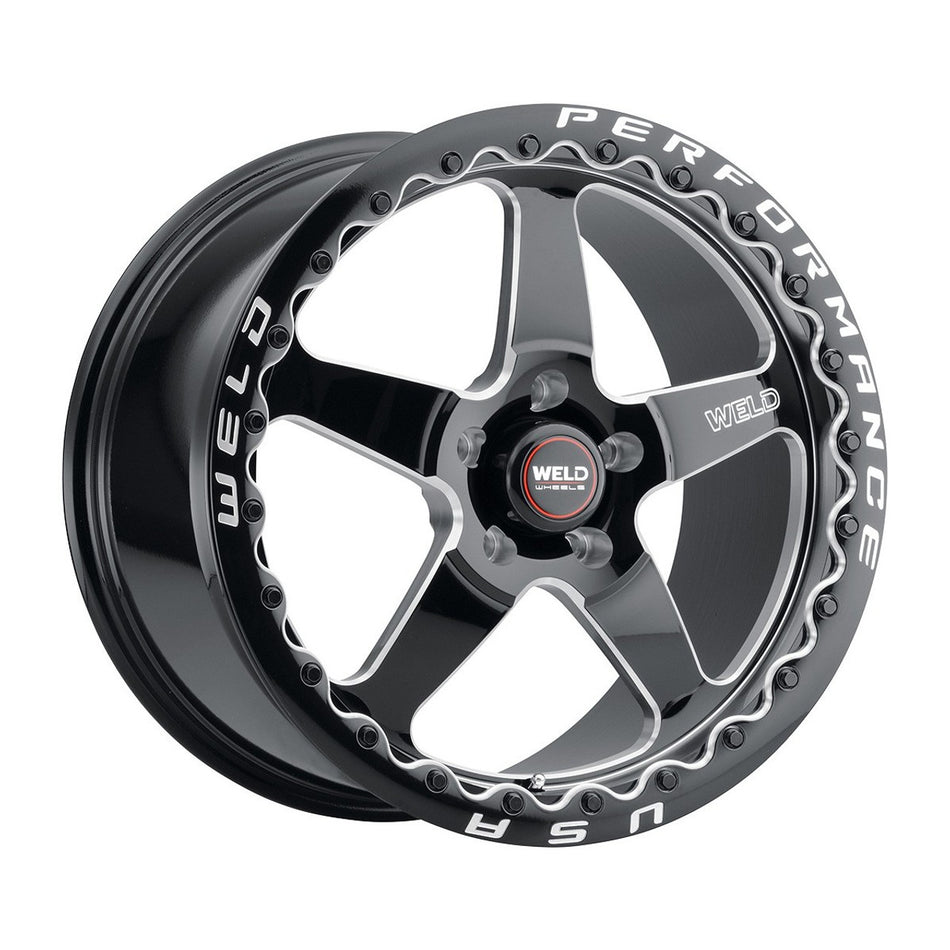Weld Ventura Beadlock 17x10 5x114.3 ET25 BS 6.48 Gloss BLK MIL DIA 78.1 (1994 - 2004 Mustang / 350Z / 370Z / G35) S90470067P25