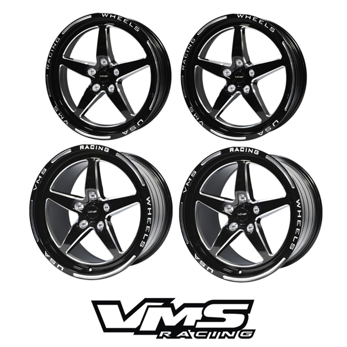 VMS Front & Rear Street Drag Wheel Set (2005-2023 Mustang / 2024 Mustang)
