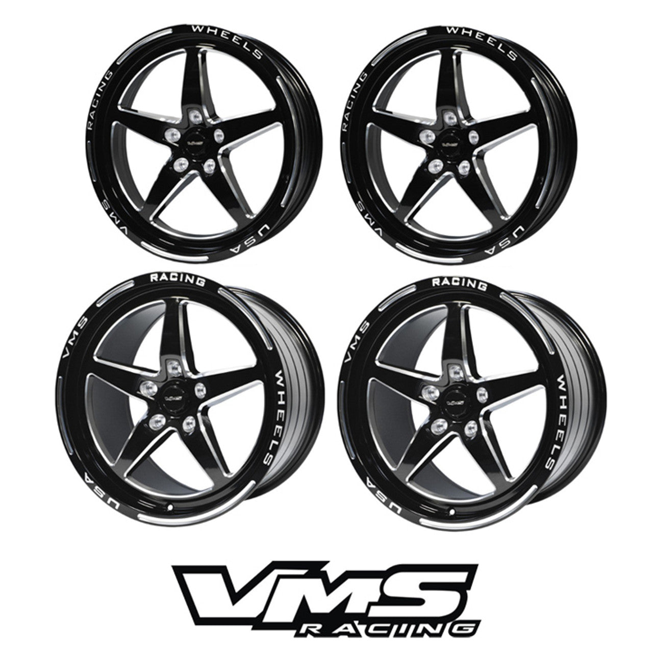 VMS Front & Rear Street Drag Wheel Set (2005-2023 Mustang / 2024 Mustang)