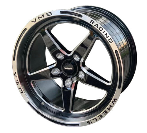 VMS Front & Rear Street Drag Wheel Set Polished Lip (05-20 Mustang / 2024 Mustang)