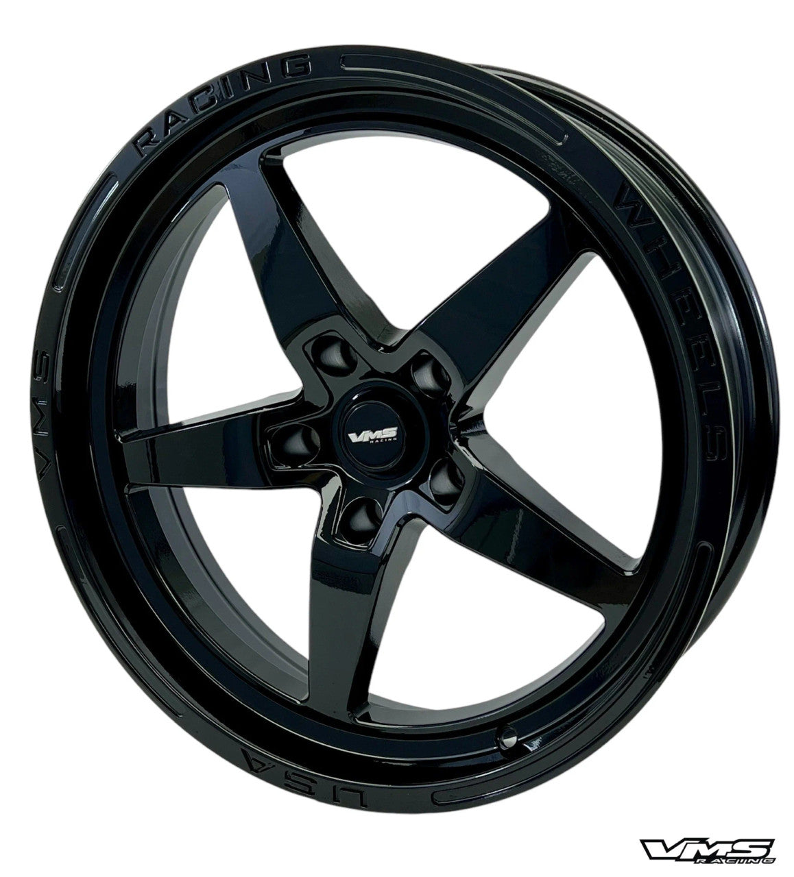VMS 18x5 Front V-Star Drag Race Wheel Black Dark Series (2006+ Charger/Challenger) VWST101