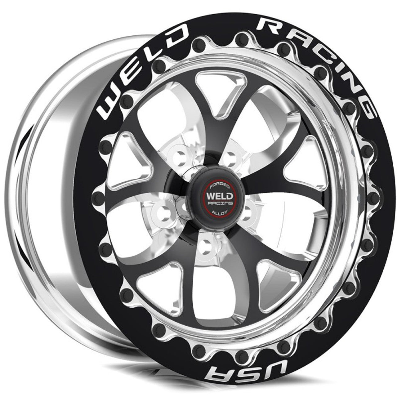 Weld 17x10 S76 Beadlock Black Center Rear Wheel (2015-2023 Mustang GT w/Brembo / 2024 Mustang Non PP & Darkhorse) 76LB7100A80F