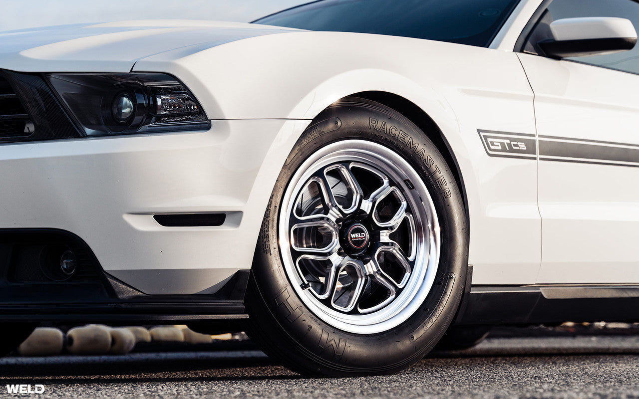 Weld 18x5 Laguna Drag Wheel 5x114.3 ET -23 BS 2.1 Gloss Black Milled Finish (2005 - 2025 Mustang GT / Base / GT Performance Pack) S1528C067N23