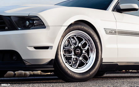Weld 18x5 Laguna Drag Wheel 5x114.3 ET -23 BS 2.1 Gloss Black Milled Finish (2005 - 2025 Mustang GT / Base / GT Performance Pack) S1528C067N23