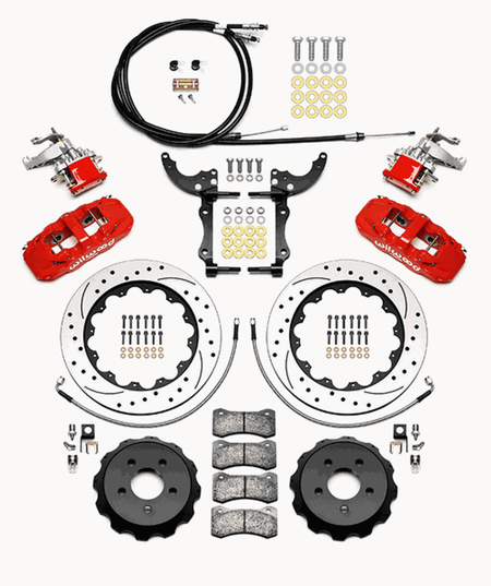 Wilwood Aero4-MC4 14" Big Brake Rear Parking Brake Kit Drilled & Slotted (2015 - 2023 Mustang) 140-13888-D
