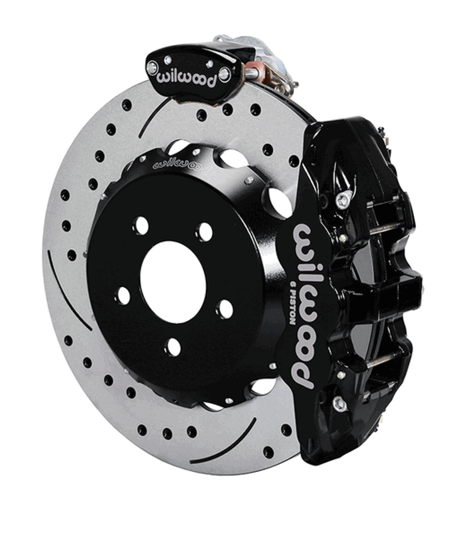 Wilwood Aero4-MC4 14" Big Brake Rear Parking Brake Kit Drilled & Slotted (2015 - 2023 Mustang) 140-13888-D