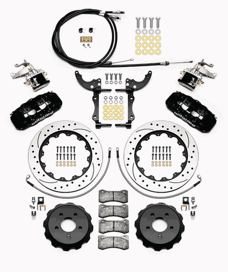 Wilwood Aero4-MC4 14" Big Brake Rear Parking Brake Kit Drilled & Slotted (2015 - 2023 Mustang) 140-13888-D