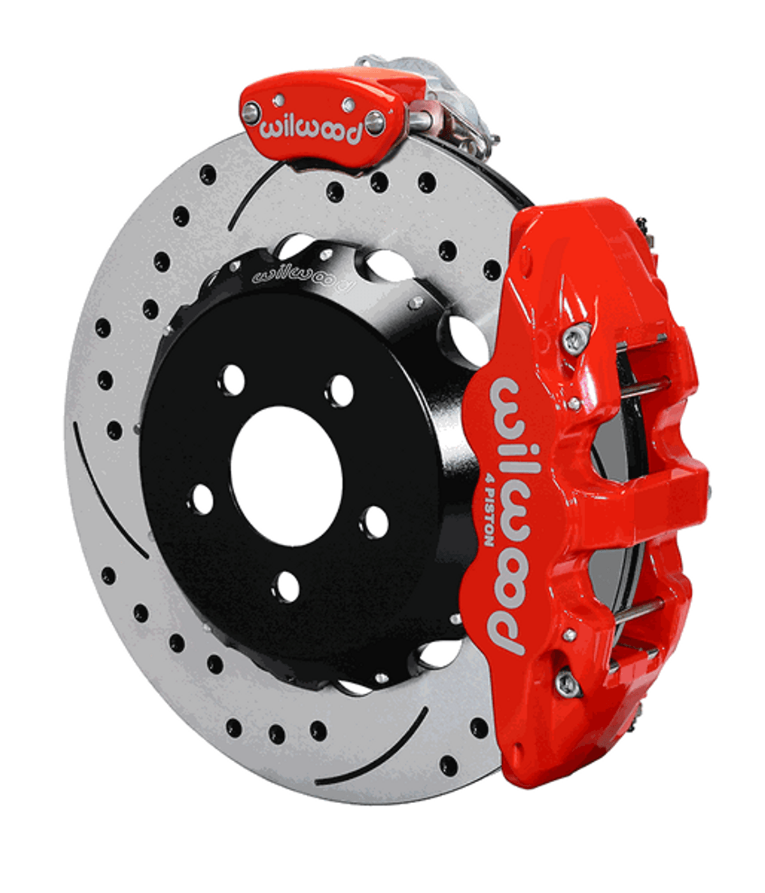 Wilwood Aero4-MC4 14" Big Brake Rear Parking Brake Kit Drilled & Slotted (2015 - 2023 Mustang) 140-13888-D