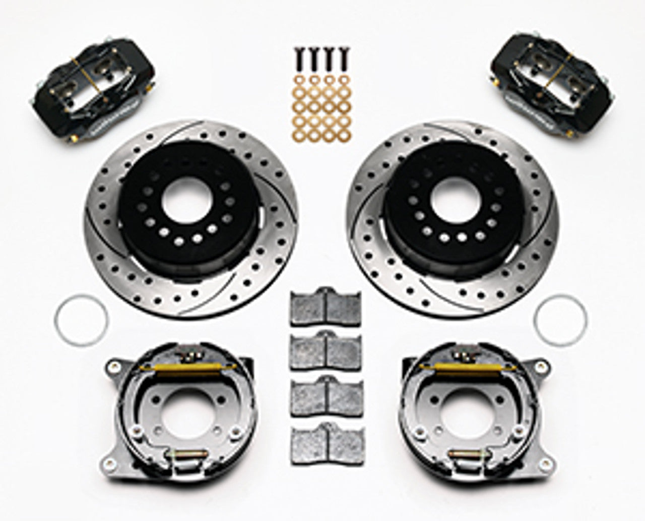 Wilwood Forged Dynalite Rear Parking Brake Kit 8.8 2.5 Offset SRP Drilled (73-94 Mustang) 140-7146-D